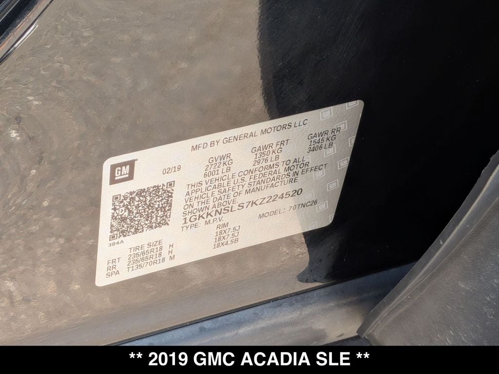 2019 GMC Acadia SLE-2