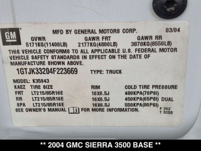 2004 GMC Sierra 3500 SLT 4x4 DRW