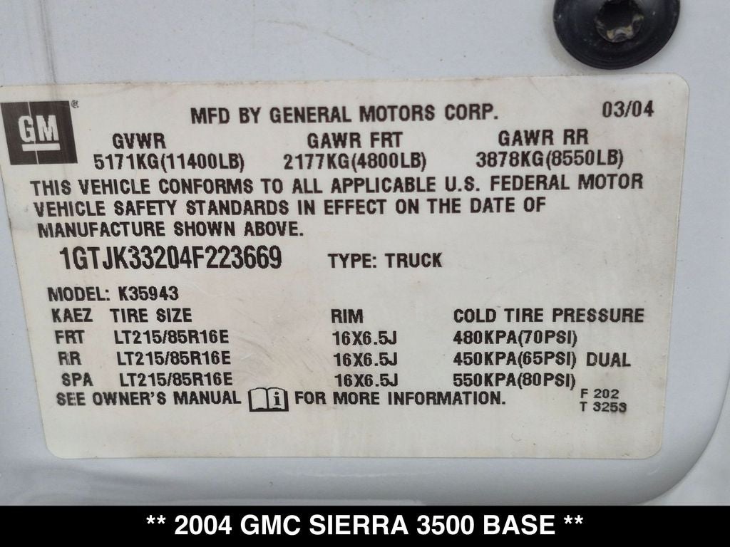2004 GMC Sierra 3500 SLT 4x4 DRW