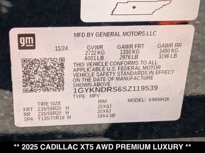 2025 Cadillac XT5 Premium Luxury