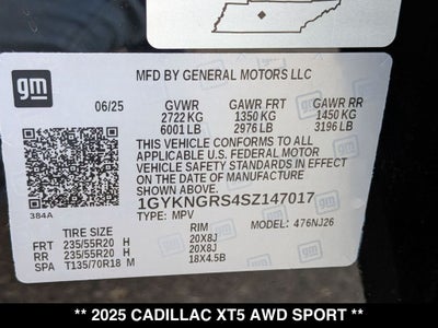 2025 Cadillac XT5 Sport