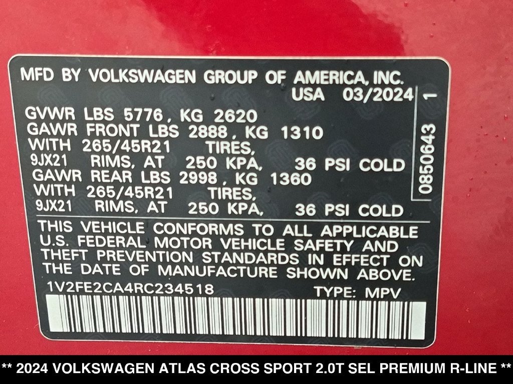 2024 Volkswagen Atlas Cross Sport 2.0T SEL Premium R-Line