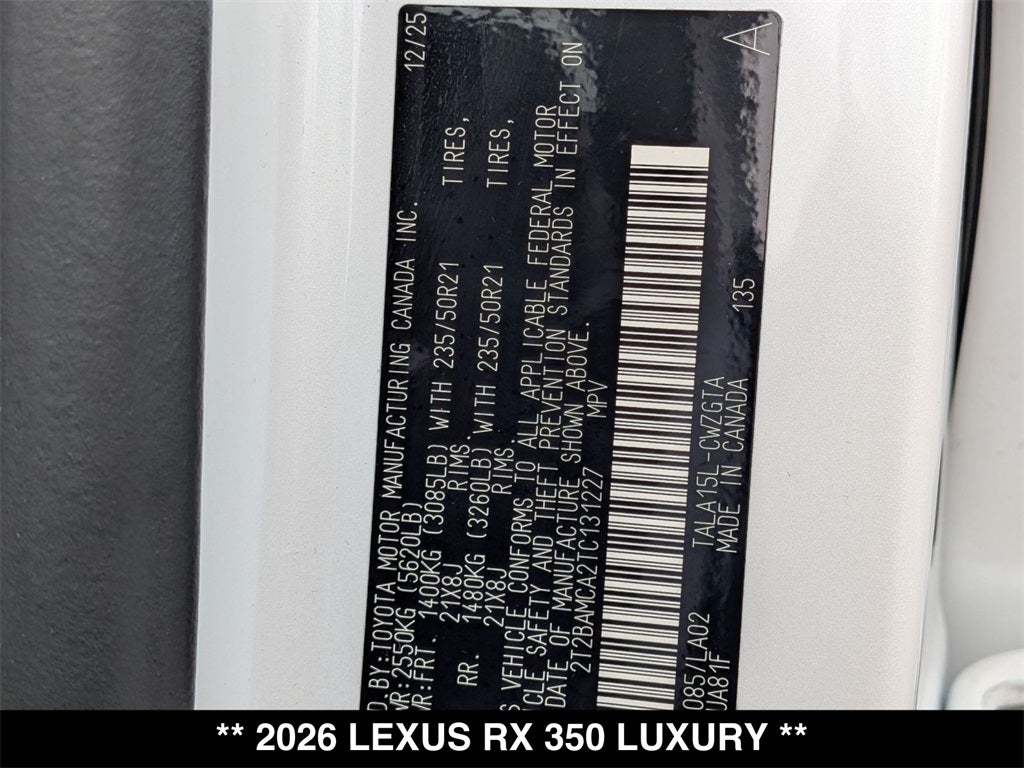 2026 Lexus RX LUXURY