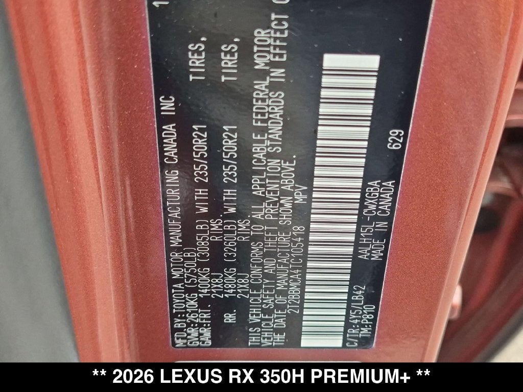 2026 Lexus RX PREMIUM PLUS