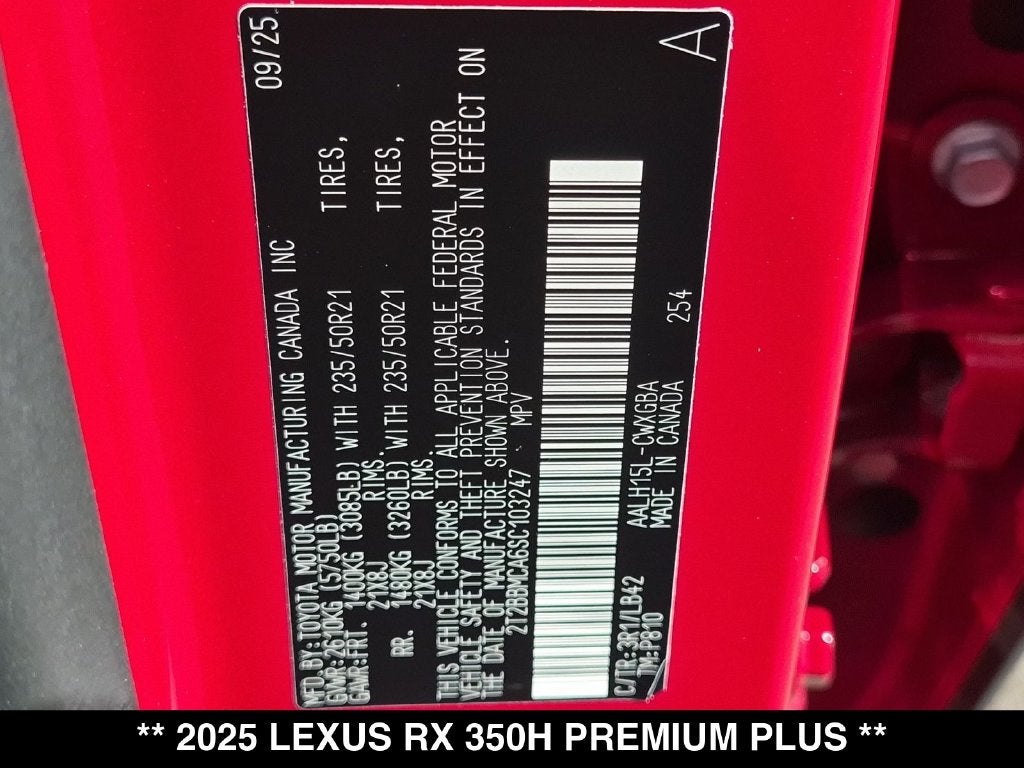 2025 Lexus RX 350h Premium Plus