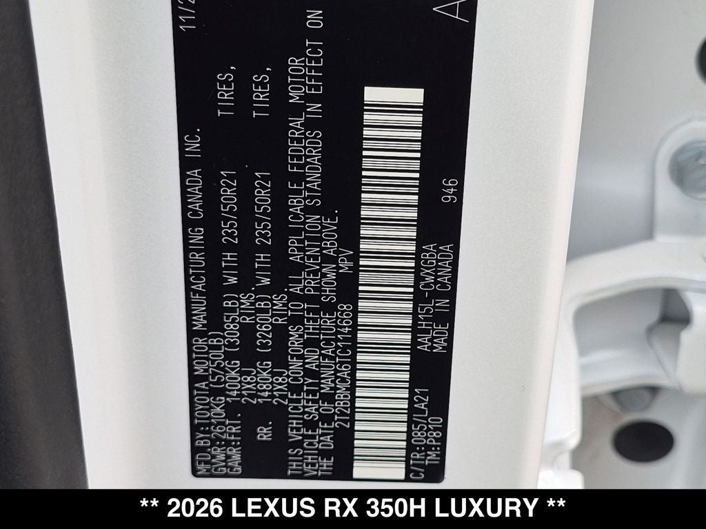 2026 Lexus RX 350h Luxury