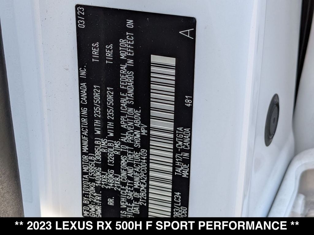 2023 Lexus RX 500h F SPORT Performance