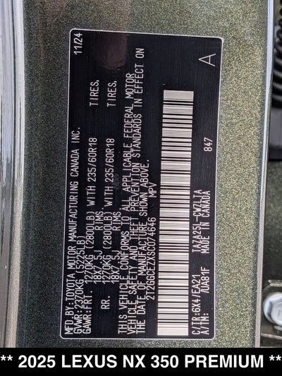 2025 Lexus NX 350 Premium
