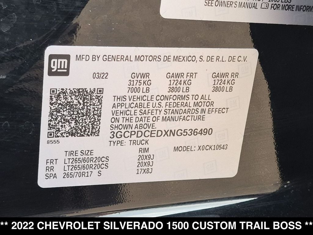 2022 Chevrolet Silverado 1500 Custom Trail Boss