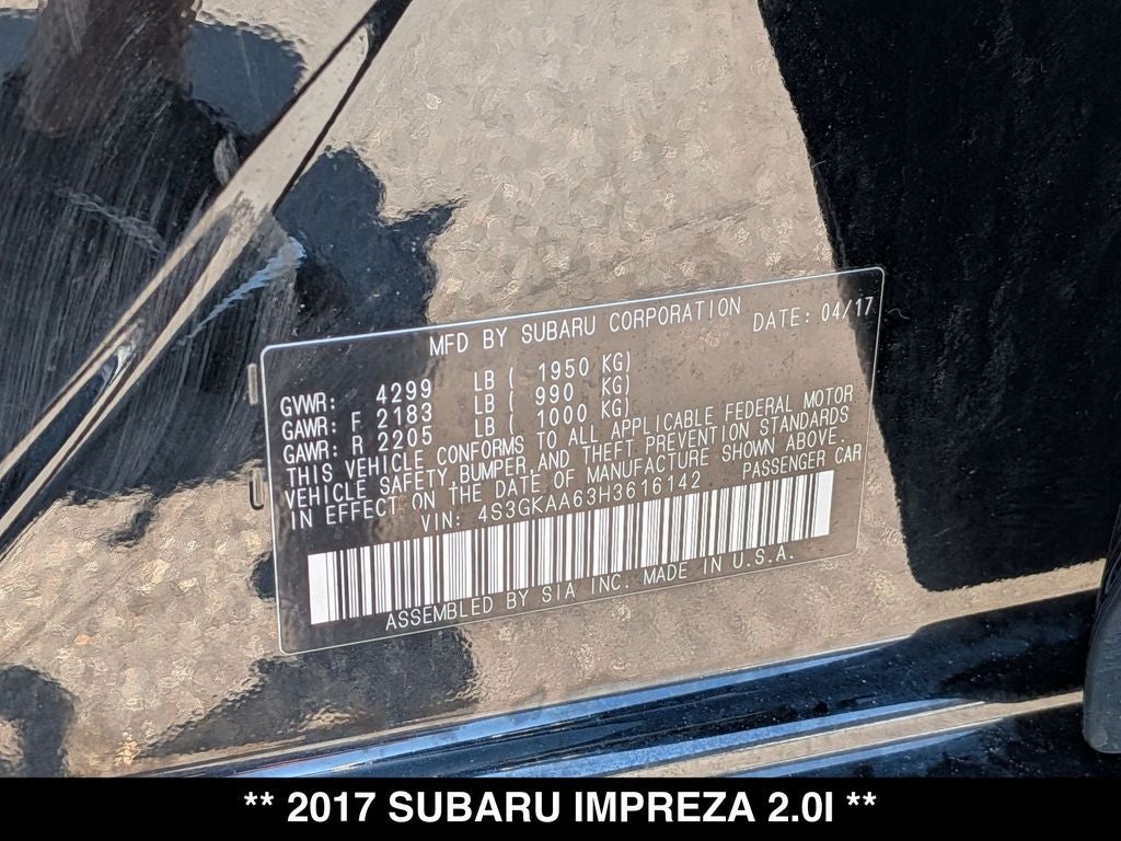 2017 Subaru Impreza 2.0i