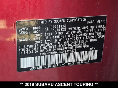 2019 Subaru Ascent Touring