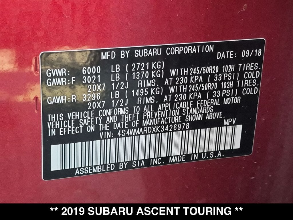 2019 Subaru Ascent Touring