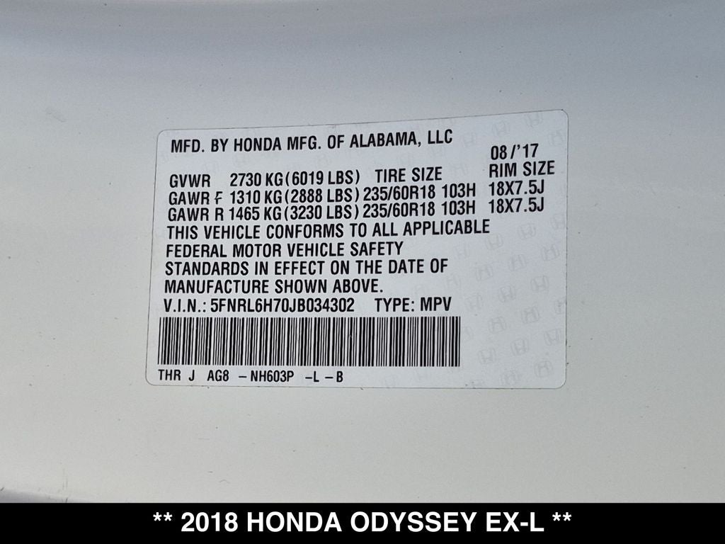2018 Honda Odyssey EX-L