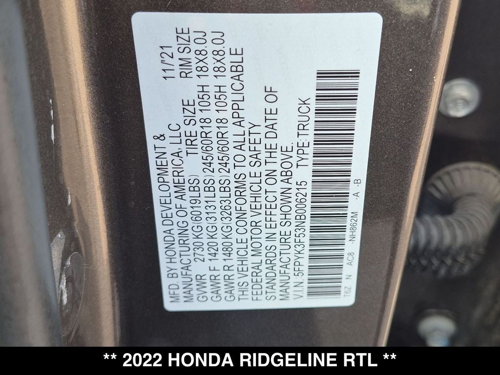 2022 Honda Ridgeline RTL