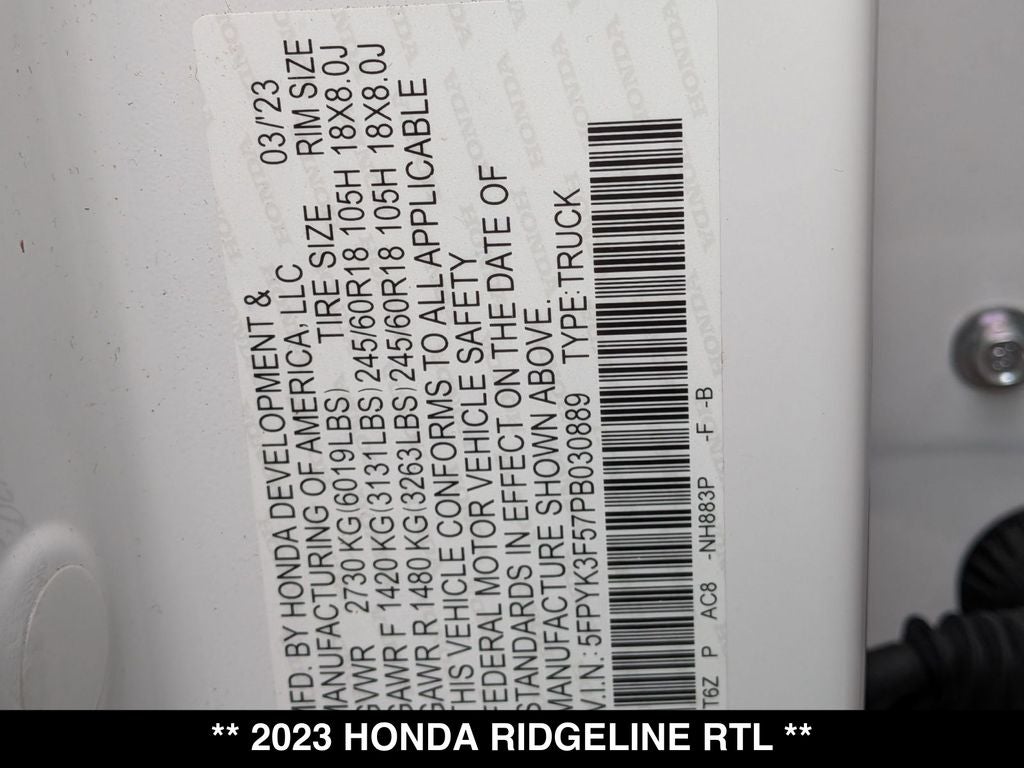 2023 Honda Ridgeline RTL