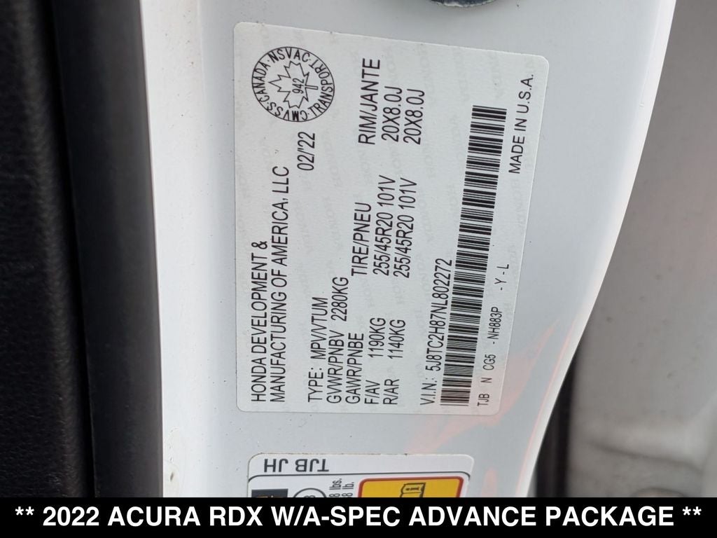 2022 Acura RDX A-Spec Advance Package SH-AWD