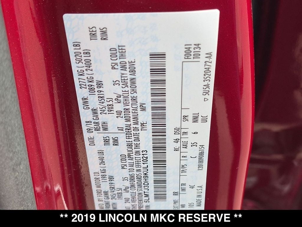 2019 Lincoln MKC Reserve