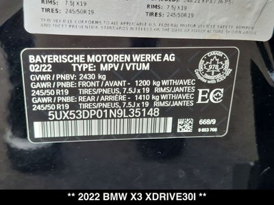 2022 BMW X3 xDrive30i