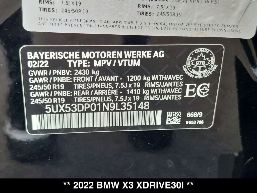 2022 BMW X3 xDrive30i