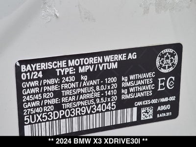 2024 BMW X3 xDrive30i M Sport