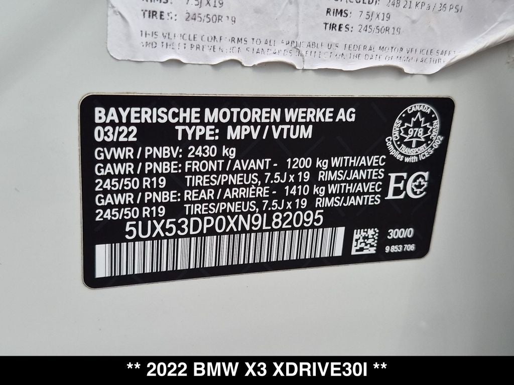 2022 BMW X3 xDrive30i