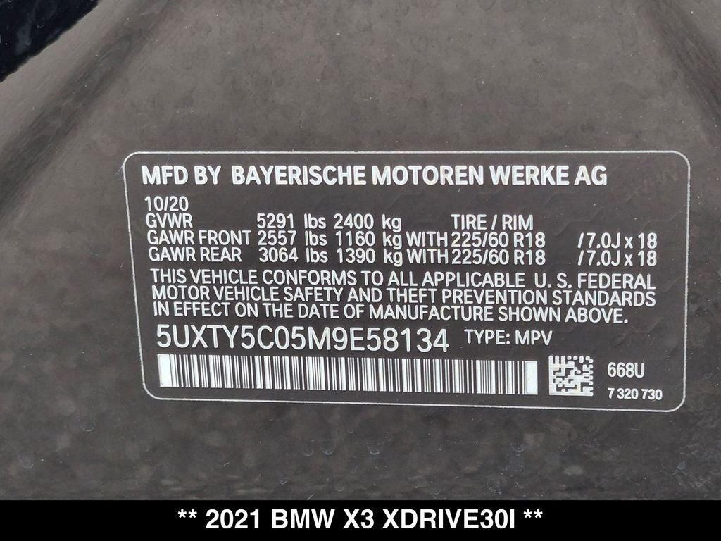 2021 BMW X3 xDrive30i