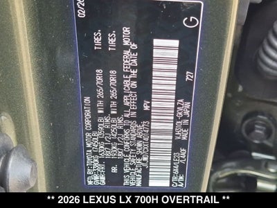 2026 Lexus LX 700h Overtrail