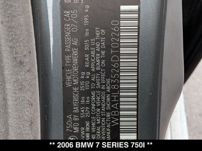 2006 BMW 7 Series 750i