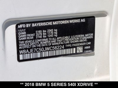 2018 BMW 5 Series 540i xDrive Sport