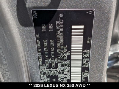 2026 Lexus NX 350 AWD