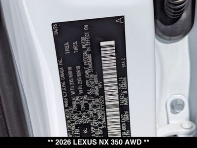 2026 Lexus NX 350 AWD