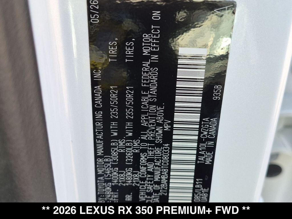 2026 Lexus RX 350 PREMIUM+