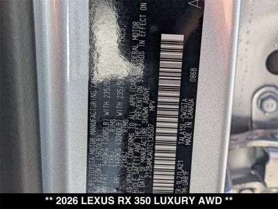 2026 Lexus RX 350 LUXURY AWD