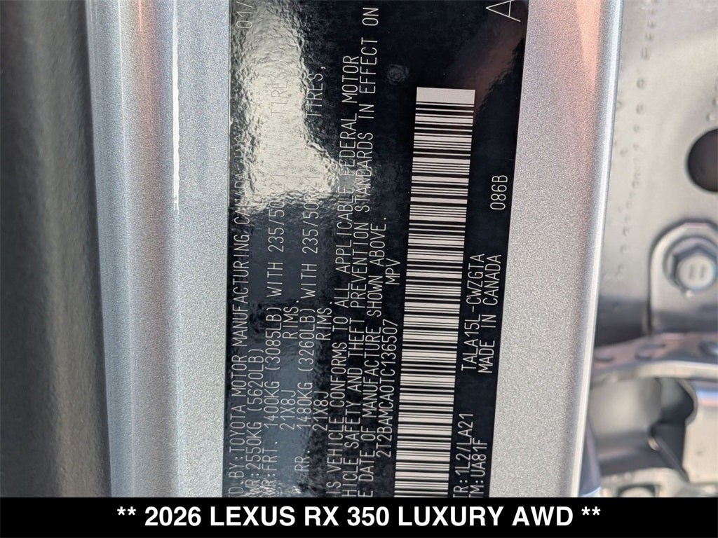 2026 Lexus RX 350 LUXURY AWD