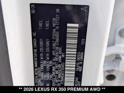 2026 Lexus RX 350 PREMIUM AWD