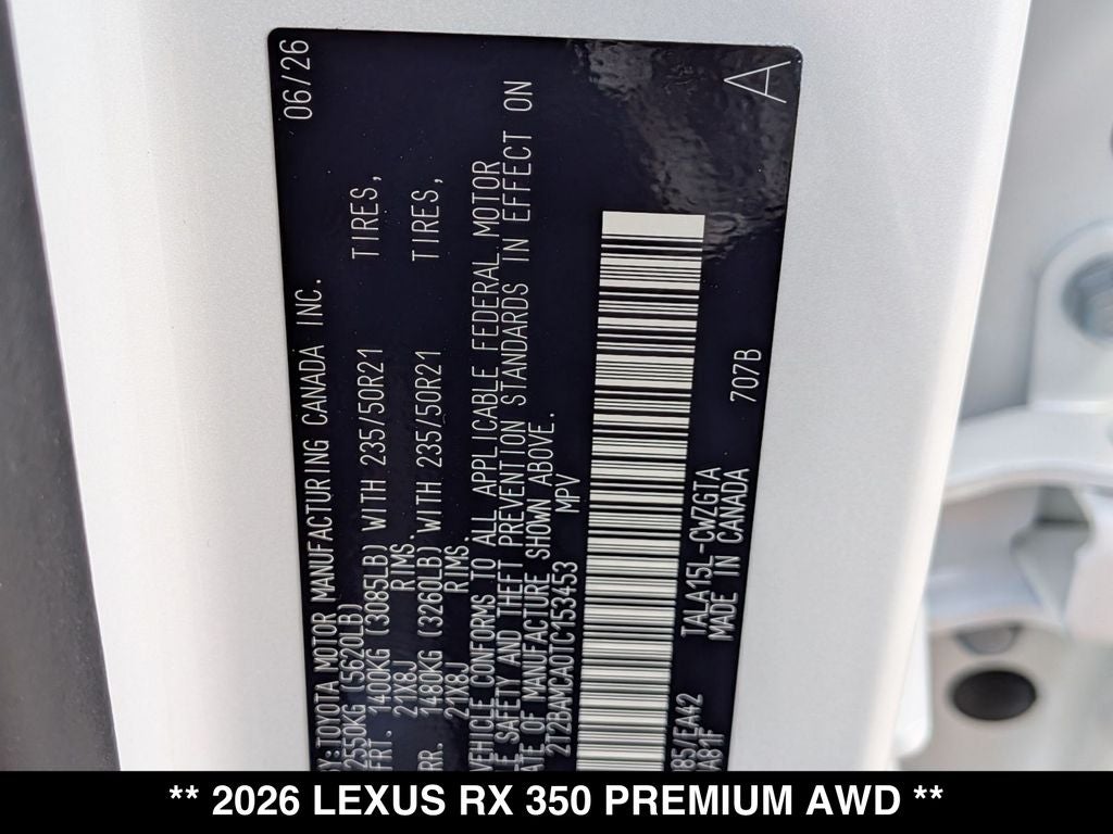 2026 Lexus RX 350 PREMIUM AWD