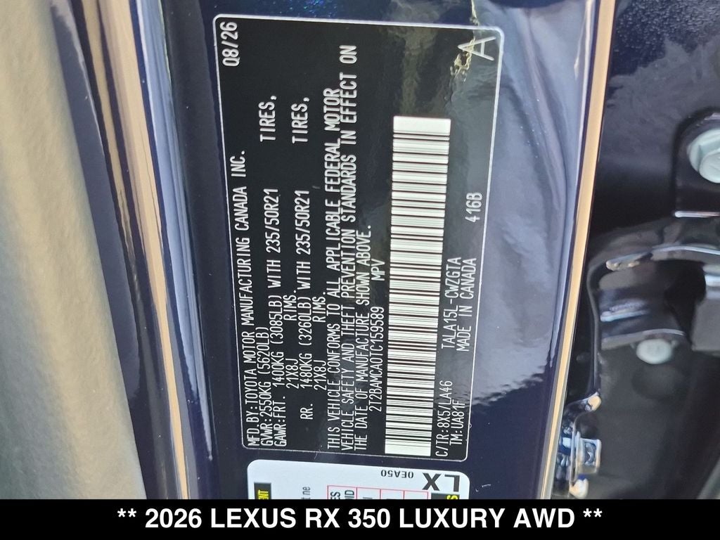 2026 Lexus RX 350 LUXURY AWD