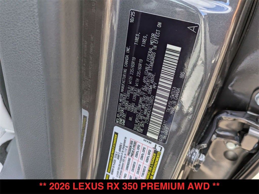2026 Lexus RX 350 PREMIUM AWD