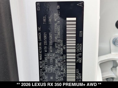 2026 Lexus RX 350 PREMIUM+ AWD