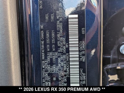 2026 Lexus RX 350 PREMIUM AWD