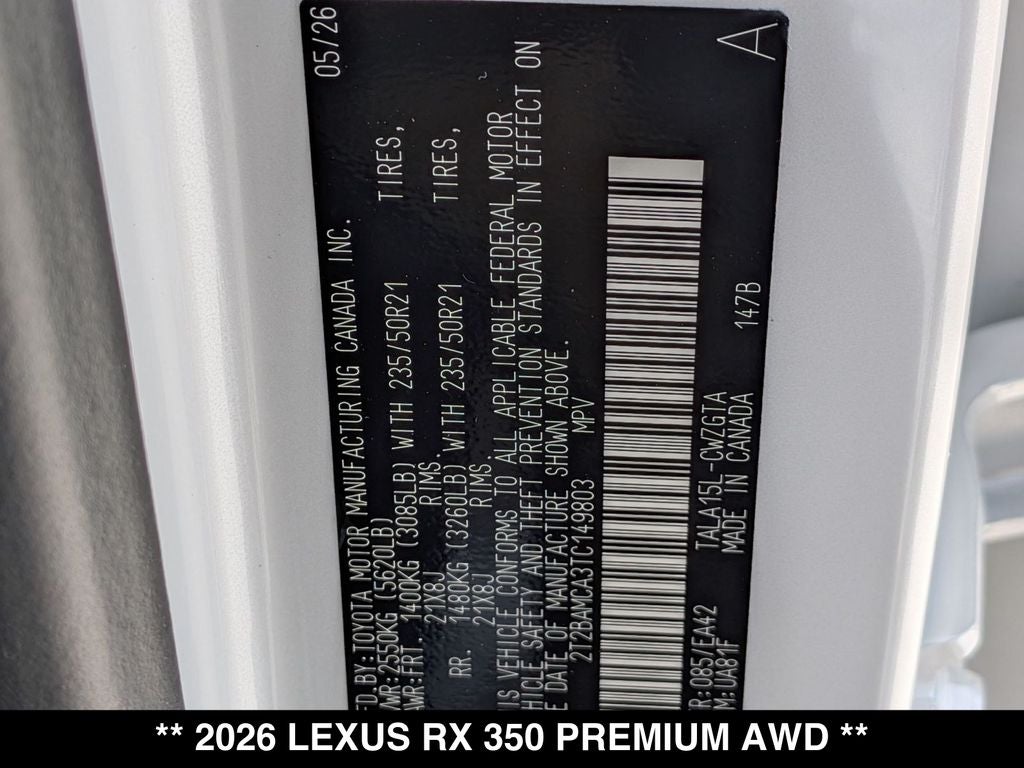 2026 Lexus RX 350 PREMIUM AWD