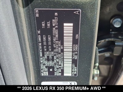 2026 Lexus RX 350 PREMIUM+ AWD