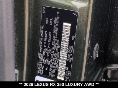 2026 Lexus RX 350 LUXURY AWD