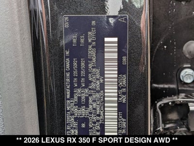 2026 Lexus RX 350 F SPORT DESIGN AWD