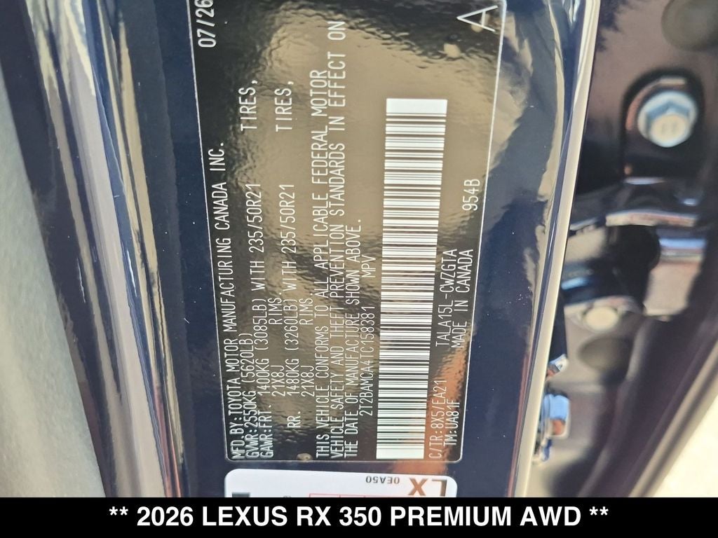 2026 Lexus RX 350 PREMIUM AWD