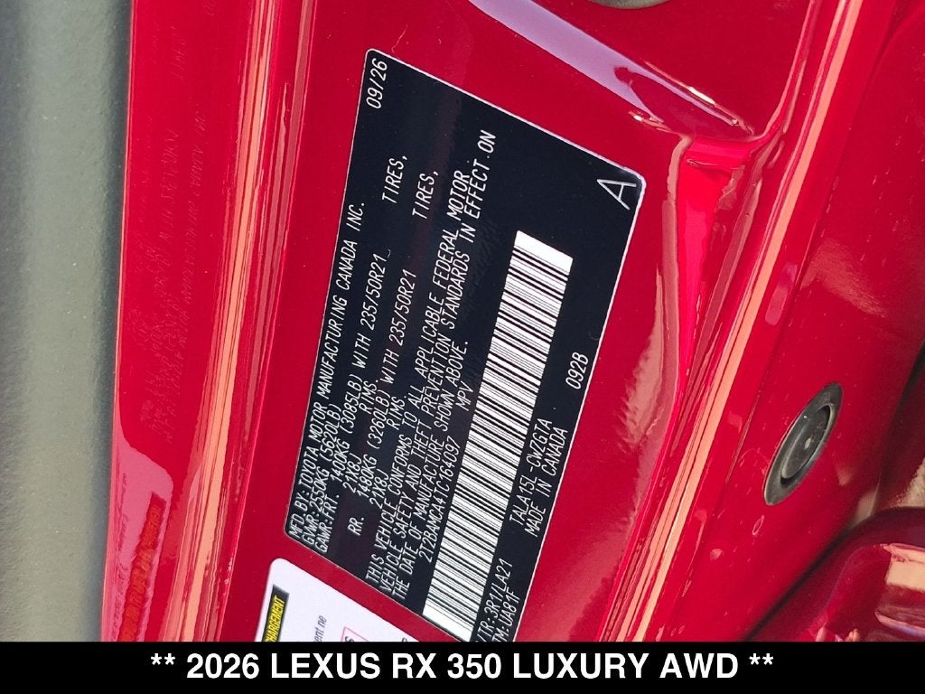 2026 Lexus RX 350 LUXURY AWD