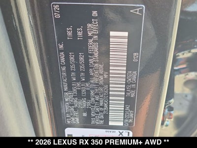 2026 Lexus RX 350 PREMIUM+ AWD