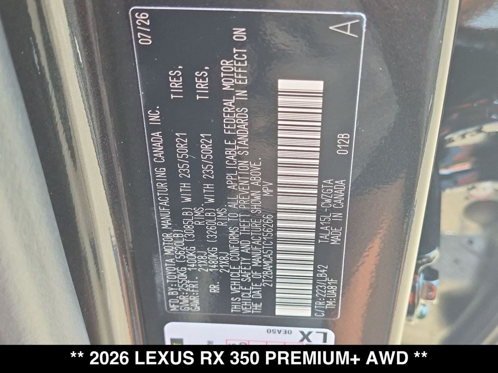 2026 Lexus RX 350 PREMIUM+ AWD