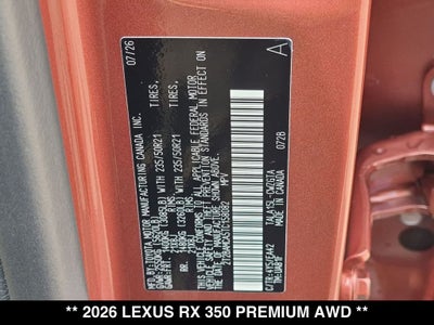 2026 Lexus RX 350 PREMIUM AWD