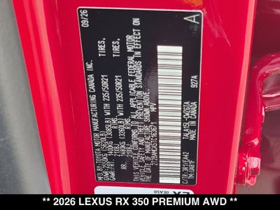 2026 Lexus RX 350 PREMIUM AWD